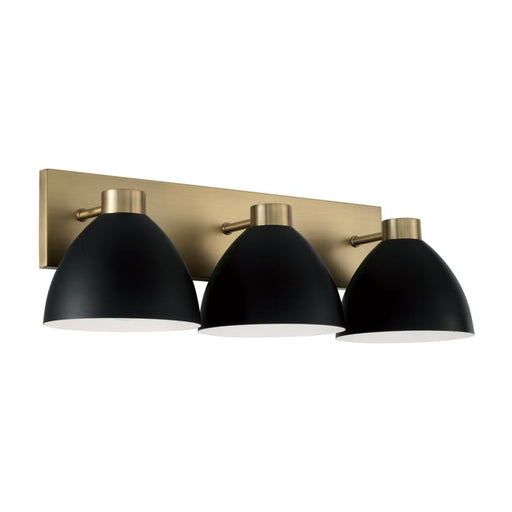 Capital 3-Light Vanity in Aged Brass and Black