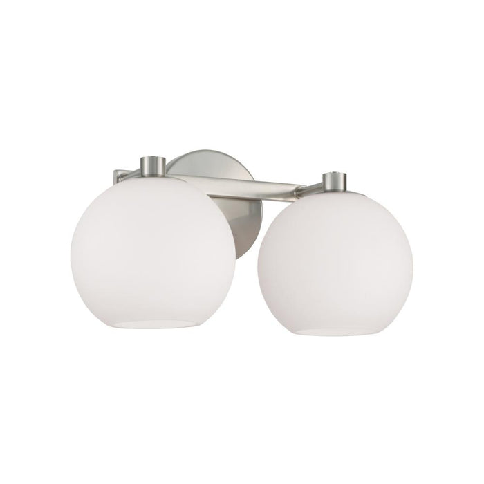 Capital 2-Light Circular Globe Vanity in Brushed Nickel with Soft White Glass