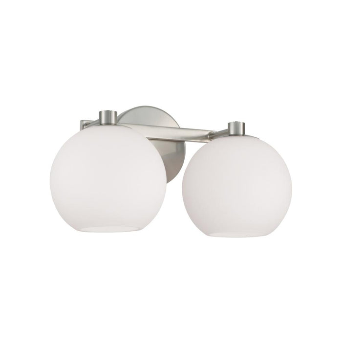 2-light Circular Globe Vanity In Brushed Nickel With Soft White Glass | 152121BN-548