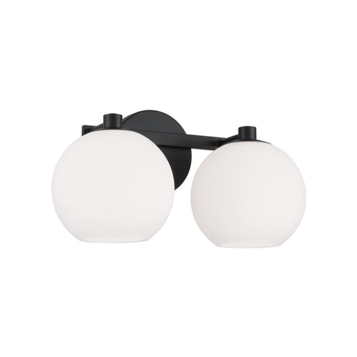 2-light Circular Globe Vanity In Matte Black With Soft White Glass | 152121MB-548