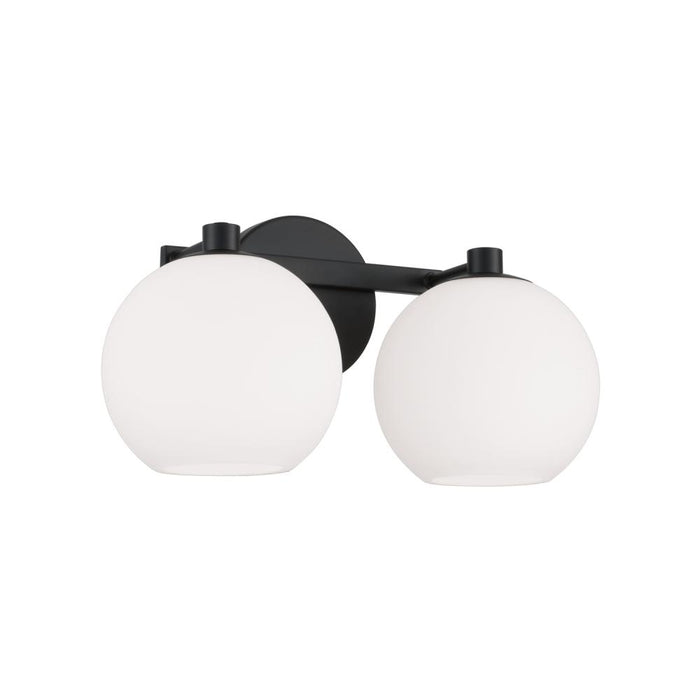 2-light Circular Globe Vanity In Matte Black With Soft White Glass | 152121MB-548