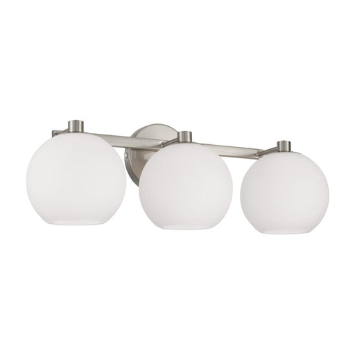 Capital 3-Light Circular Globe Vanity in Brushed Nickel with Soft White Glass