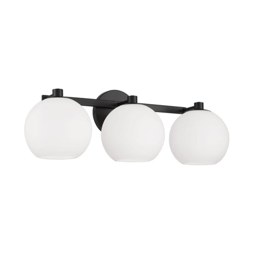 Capital 3-Light Circular Globe Vanity in Matte Black with Soft White Glass