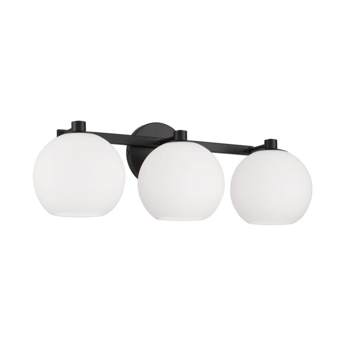 3-light Circular Globe Vanity In Matte Black With Soft White Glass | 152131MB-548