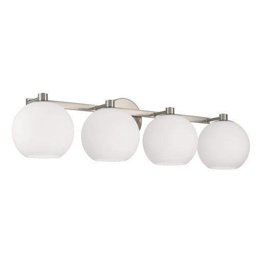 Capital 4-Light Circular Globe Vanity in Brushed Nickel with Soft White Glass