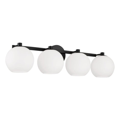 Capital 4-Light Circular Globe Vanity in Matte Black with Soft White Glass