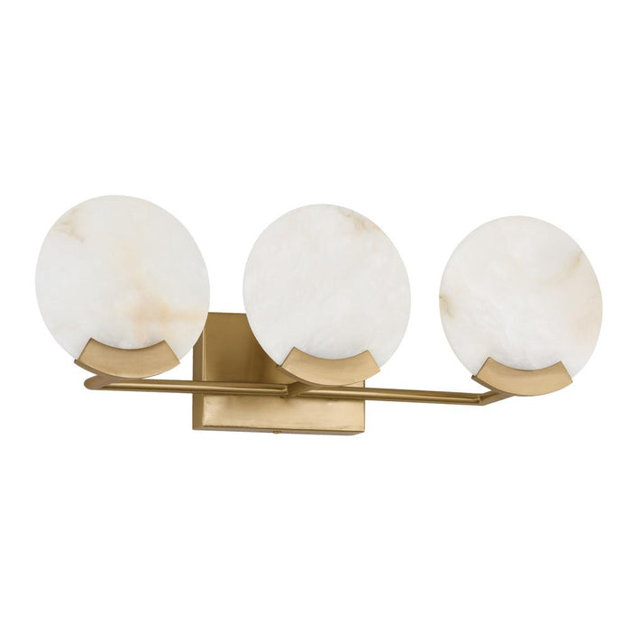 Capital 3-Light Vanity in Aged Brass with Natural Alabaster Stone