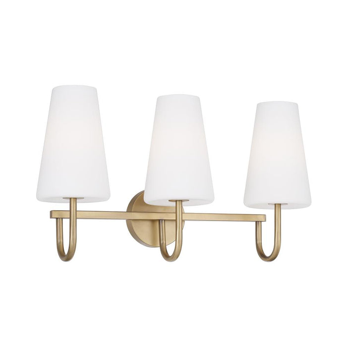 Capital 3-Light Vanity in Aged Brass with Tapered Soft White Glass