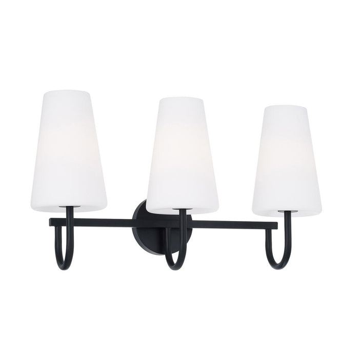 Capital 3-Light Vanity in Matte Black with Tapered Soft White Glass