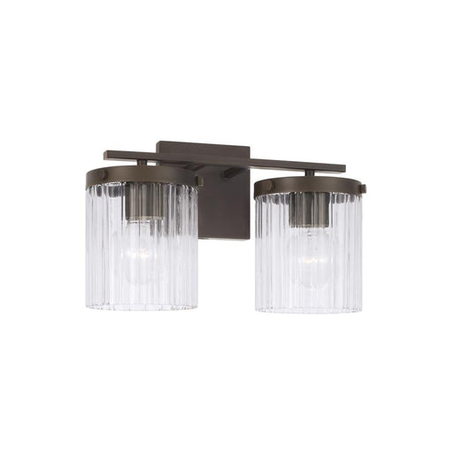 Capital 2-Light Vanity in Oil Rubbed Bronze with Clear Beveled Fluted Glass