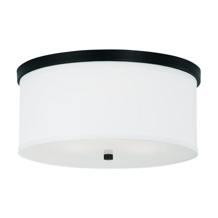 3-light Flush Mount In Matte Black With White Fabric Drum Shade With Diffuser | 2015MB-480