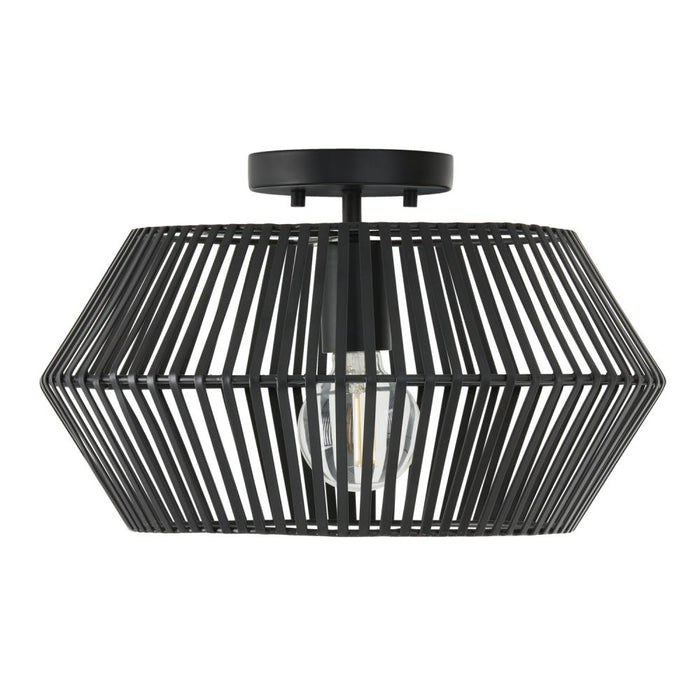 1-light Angular Metal Semi-flush In Matte Black | 230311MB