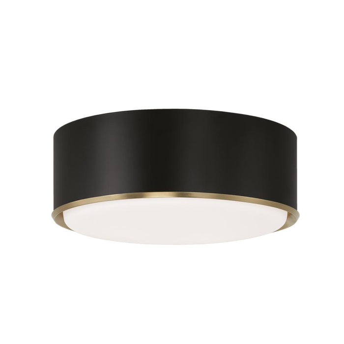3-light Semi Flush Mount In Matte Black With Matte Brass Details And Frosted White Diffuser | 254831RK