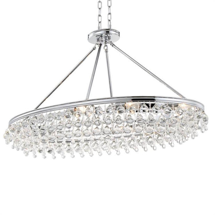 Crystorama Calypso 8 Light Crystal Teardrop Chrome Oval Chandelier