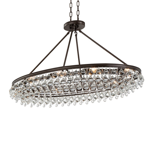 Crystorama Calypso 8 Light Crystal Teardrop Vibrant Bronze Oval Chandelier