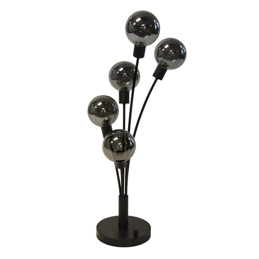 Dainolite 5 Lights Incandescent Table Lamp, Black w/ Smoked Glass