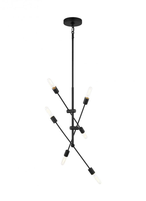 Visual Comfort & Co. Studio Collection Axis modern 6-light indoor dimmable medium chandelier in midnight black finish