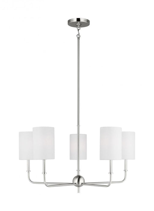 Visual Comfort & Co. Studio Collection Foxdale transitional 5-light LED indoor dimmable chandelier in brushed nickel silver finish with whi