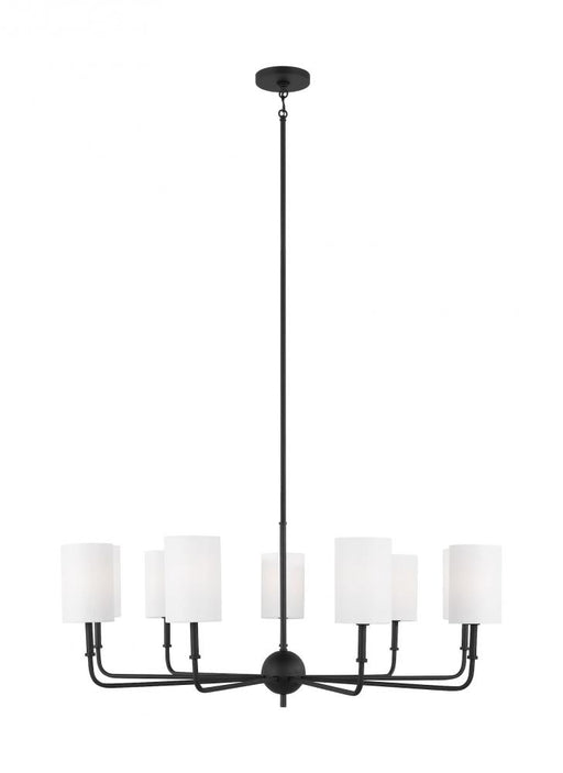 Visual Comfort & Co. Studio Collection Foxdale transitional 9-light indoor dimmable chandelier in midnight black finish with white linen fa
