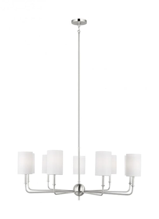 Visual Comfort & Co. Studio Collection Foxdale transitional 9-light indoor dimmable chandelier in brushed nickel silver finish with white l