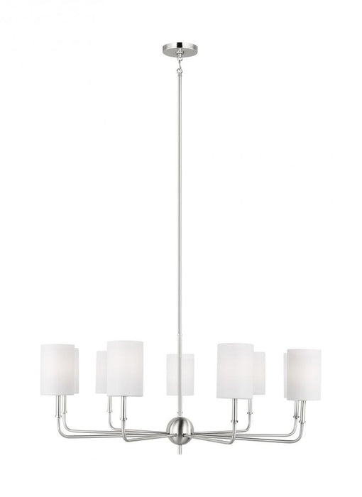 Visual Comfort & Co. Studio Collection Foxdale transitional 9-light LED indoor dimmable chandelier in brushed nickel silver finish with whi