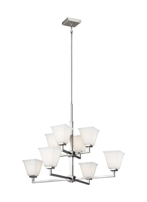 Generation Lighting Ellis Harper classic 8-light indoor dimmable ceiling chandelier pendant light in brushed nickel silv