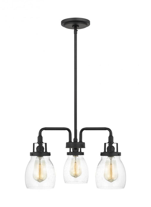 Generation Lighting Belton transitional 3-light indoor dimmable ceiling chandelier pendant light in midnight black finis