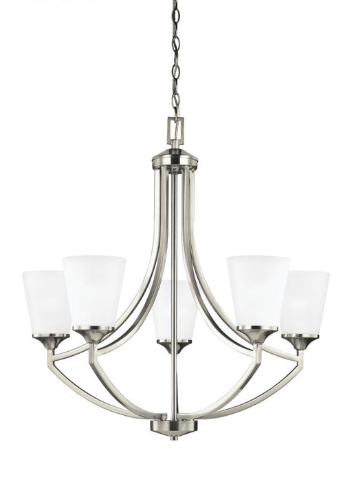 Generation Lighting Hanford traditional 5-light indoor dimmable ceiling chandelier pendant light in brushed nickel silve