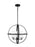Generation Lighting Alturas indoor dimmable LED 3-light single tier chandelier in midnight black finish with spherical s