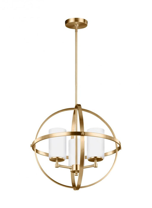 Generation Lighting Alturas contemporary 3-light LED indoor dimmable ceiling chandelier pendant light in satin brass gol
