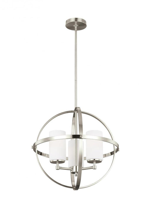 Generation Lighting Alturas contemporary 3-light LED indoor dimmable ceiling chandelier pendant light in brushed nickel