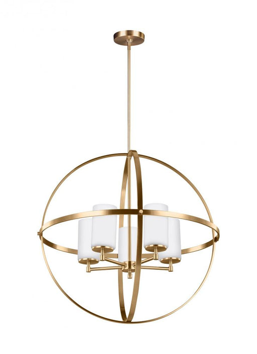 Generation Lighting Alturas contemporary 5-light indoor dimmable ceiling chandelier pendant light in satin brass gold fi