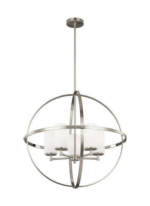 Generation Lighting Alturas contemporary 5-light LED indoor dimmable ceiling chandelier pendant light in brushed nickel