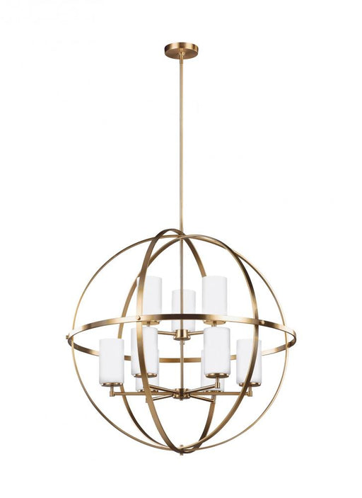 Generation Lighting Alturas contemporary 9-light LED indoor dimmable ceiling chandelier pendant light in satin brass gol