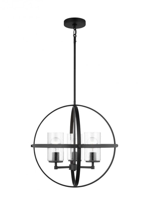 Generation Lighting Alturas indoor dimmable 3-light single tier chandelier in midnight black finish with spherical steel