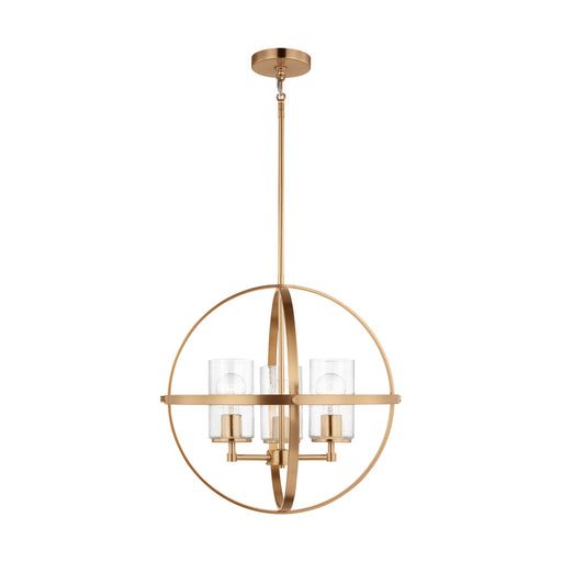 Generation Lighting Alturas indoor dimmable 3-light single tier chandelier in satin brass with spherical steel frame and