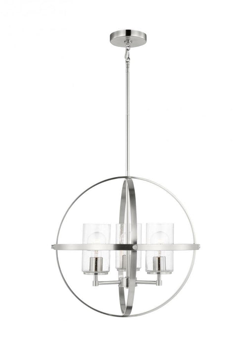 Generation Lighting Alturas indoor dimmable 3-light single tier chandelier in brushed nickel with spherical steel frame