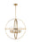 Generation Lighting Alturas indoor dimmable 5-light single tier chandelier in satin brass finish with spherical steel fr