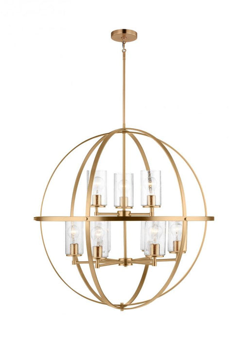 Generation Lighting Alturas indoor dimmable 9-light multi-tier chandelier in satin brass finish with spherical steel fra | 3124679-848