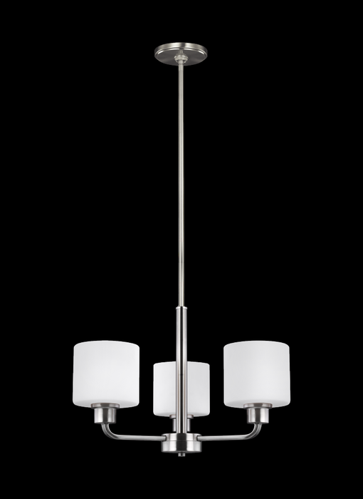 Generation Lighting Canfield modern 3-light indoor dimmable ceiling chandelier pendant light in brushed nickel silver fi | 3128803-962
