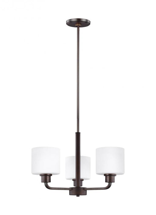 Generation Lighting Canfield modern 3-light LED indoor dimmable ceiling chandelier pendant light in bronze finish with e