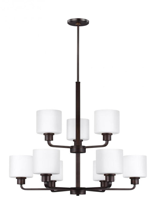Generation Lighting Canfield modern 9-light LED indoor dimmable ceiling chandelier pendant light in bronze finish with e