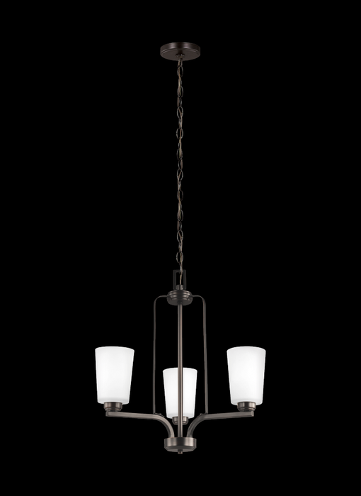 Generation Lighting Franport transitional 3-light LED indoor dimmable ceiling chandelier pendant light in bronze finish
