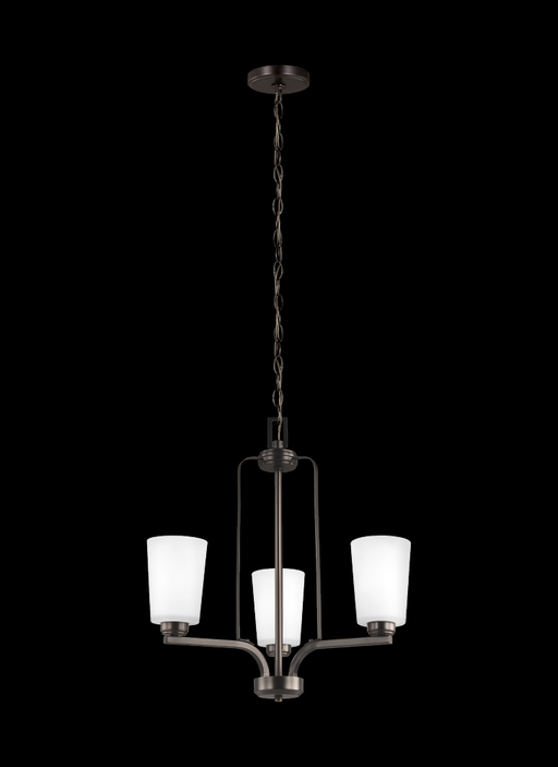 Generation Lighting Franport transitional 3-light LED indoor dimmable ceiling chandelier pendant light in bronze finish