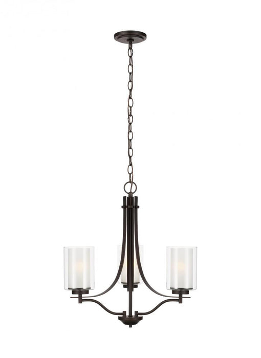 Generation Lighting Elmwood Park traditional 3-light indoor dimmable ceiling chandelier pendant light in bronze finish w