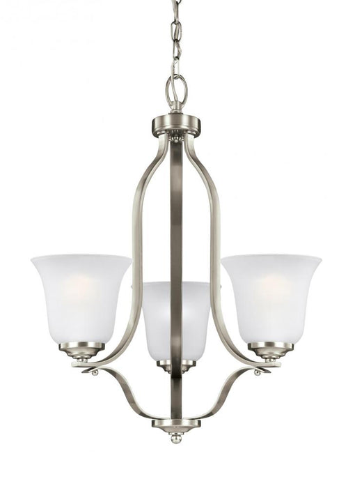 Generation Lighting Emmons traditional 3-light indoor dimmable ceiling chandelier pendant light in brushed nickel silver