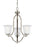 Generation Lighting Emmons traditional 3-light LED indoor dimmable ceiling chandelier pendant light in brushed nickel si
