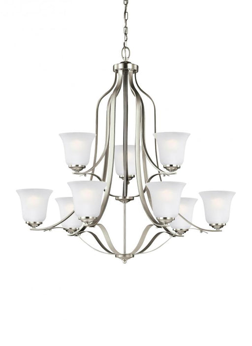 Generation Lighting Emmons traditional 9-light LED indoor dimmable ceiling chandelier pendant light in brushed nickel si