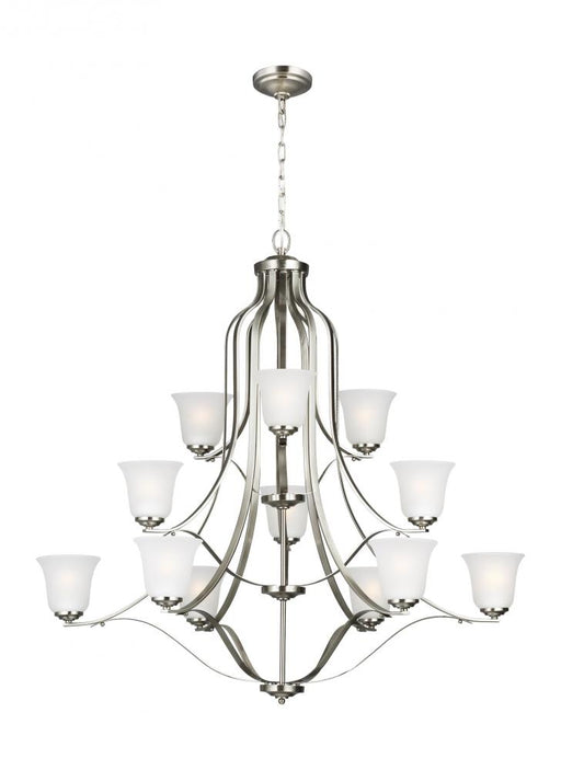 Generation Lighting Emmons traditional 12-light indoor dimmable ceiling chandelier pendant light in brushed nickel silve