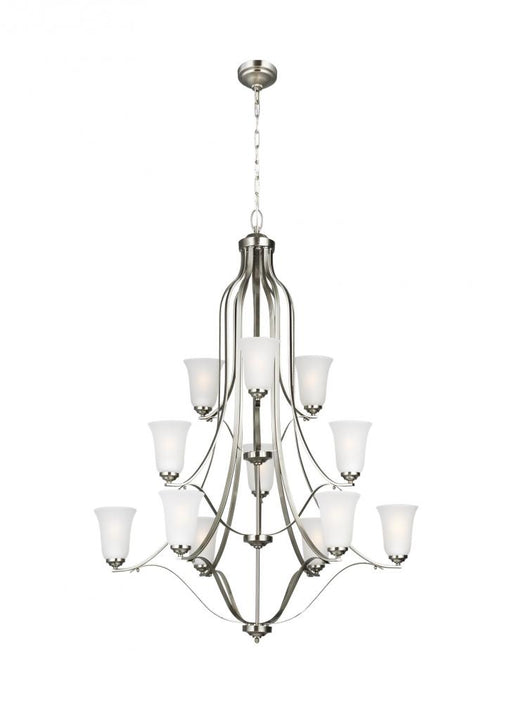Generation Lighting Emmons traditional 12-light LED indoor dimmable ceiling chandelier pendant light in brushed nickel s